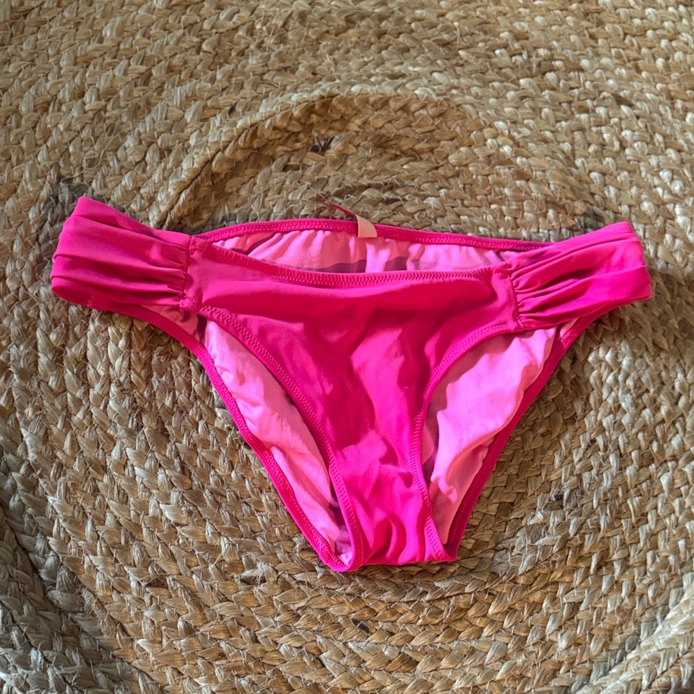 Hot Pink Ruched Bikini Bottom